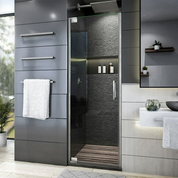 DreamLine Elegance Plus 34-34 1/2 in. W x 72 in. H Frameless Pivot Shower Door in Brushed Nickel