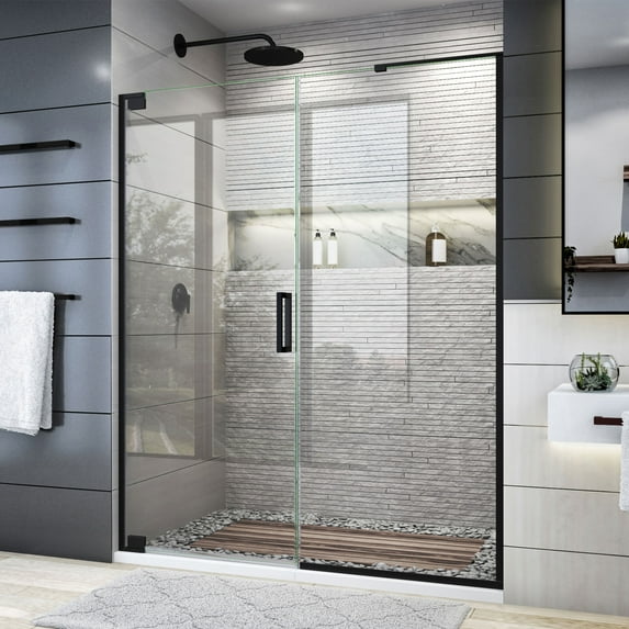 DreamLine Elegance Plus 58-58 3/4 in. W x 72 in. H Frameless Pivot Shower Door in Satin Black