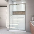 thumbnail image 1 of DreamLine Encore 36 in. D x 48 in. W x 78 3/4 in. H Bypass Shower Door in Brushed Nickel with Center Drain White Base Kit, 1 of 18