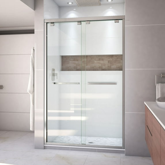 DreamLine Encore 44-48 in. W x 76 in. H Semi-Frameless Bypass Shower Door in Brushed Nickel