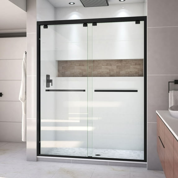 DreamLine Encore 56-60 in. W x 76 in. H Semi-Frameless Bypass Shower Door in Satin Black