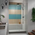 thumbnail image 1 of DreamLine Enigma-X 44-48 in. W x 76 in. H Fully Frameless Sliding Shower Door in Brushed Stainless Steel, 1 of 13