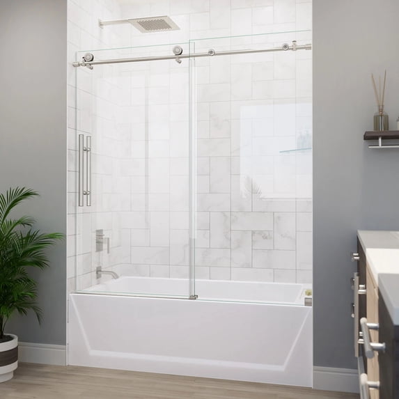 DreamLine Enigma-X 55-59 in. W x 62 in. H Fully Frameless Sliding Tub Door