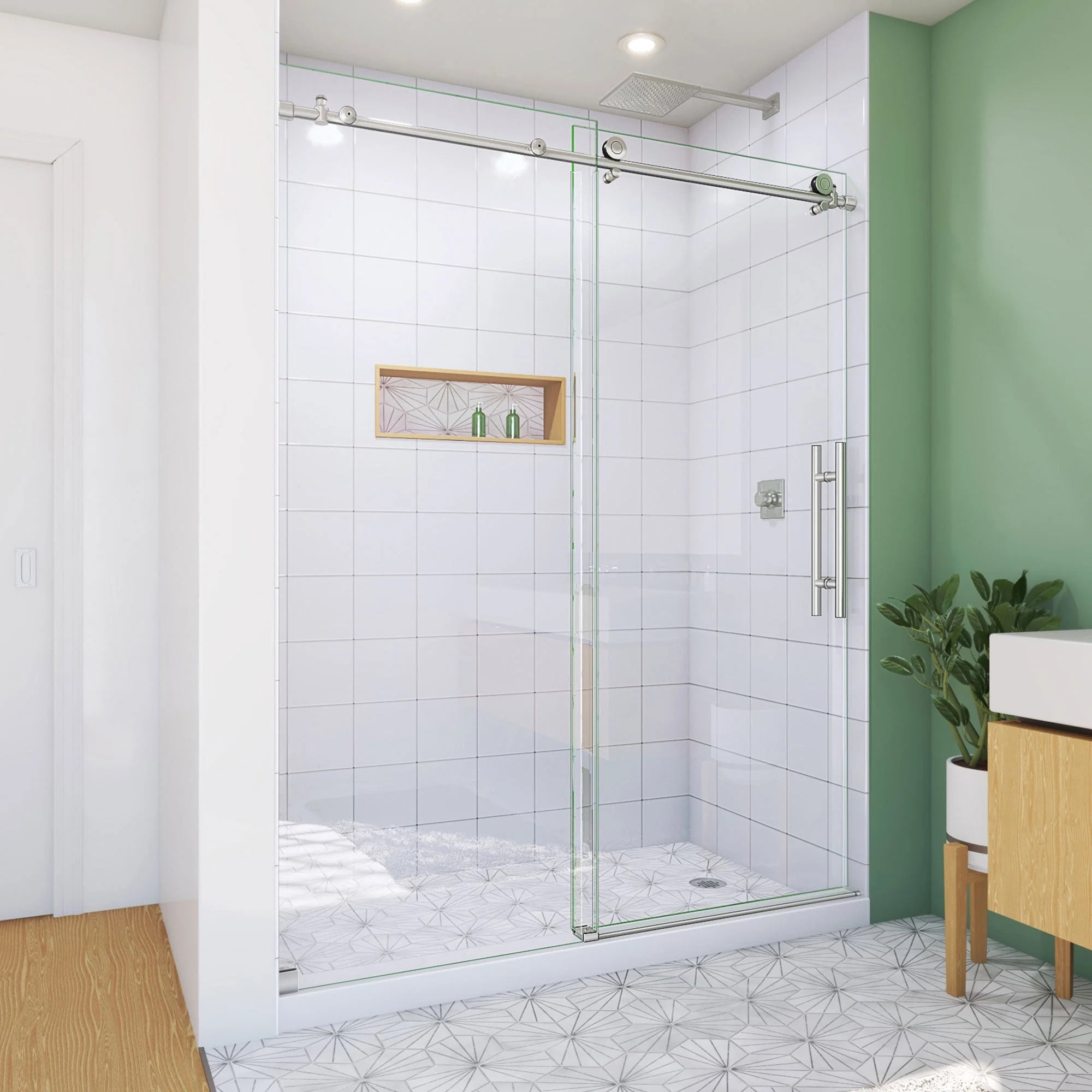 Enigma-X 56-60" Clear Tempered Glass Frameless Sliding Shower Door