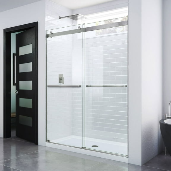DreamLine Essence 44-48 in. W x 76 in. H Frameless Bypass Shower Door in Brushed Nickel
