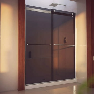 DreamLine Essence-H 56-60 in. W x 76 in. H Semi-Frameless Bypass Shower Door in Brushed Nickel and Gray Glass