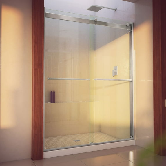 DreamLine Essence-H 56-60 in. W x 76 in. H Semi-Frameless Bypass Shower Door in Brushed Nickel