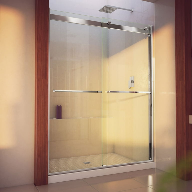 Essence-H 56 to 60 in. x 76 in. Semi-Frameless Bypass Sliding Shower Door in Chrome Essence-H 56 to 60 in. x 76 in. Semi-Frameless Bypass Sliding Shower Door in Chrome