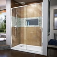 thumbnail image 1 of DreamLine Flex 30 in. D x 60 in. W x 74 3/4 in. H Semi-Frameless Pivot Shower Door in Chrome with Left Drain White Base Kit, 1 of 13