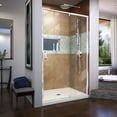 thumbnail image 1 of DreamLine Flex 32 in. D x 42 in. W x 74 3/4 in. H Semi-Frameless Pivot Shower Door in Chrome with Center Drain Biscuit Base Kit, 1 of 13
