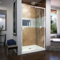 thumbnail image 1 of DreamLine Flex 32 in. D x 42 in. W x 74 3/4 in. H Semi-Frameless Pivot Shower Door in Chrome with Center Drain White Base Kit, 1 of 11