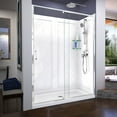 thumbnail image 1 of DreamLine Flex 32 in. D x 60 in. W x 76 3/4 in. H Semi-Frameless Shower Door in Chrome with Center Drain White Base and Backwalls, 1 of 15