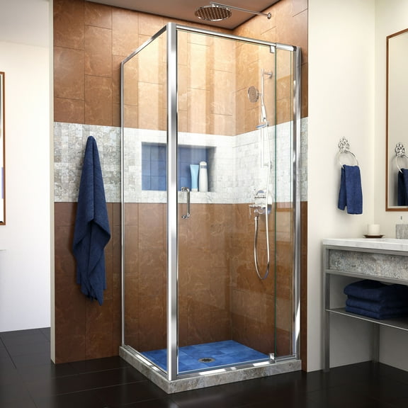 DreamLine Flex 34 1/2 in. D x 32-36 in. W x 72 in. H Semi-Frameless Pivot Shower Door in Chrome