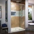 thumbnail image 1 of DreamLine Flex 34 in. D x 42 in. W x 74 3/4 in. H Semi-Frameless Shower Door in Brushed Nickel with Center Drain Biscuit Base Kit, 1 of 13