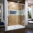 thumbnail image 1 of DreamLine Flex 34 in. D x 60 in. W x 74 3/4 in. H Semi-Frameless Pivot Shower Door in Chrome with Center Drain White Base Kit, 1 of 13