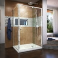 thumbnail image 1 of DreamLine Flex 36 in. D x 48 in. W x 74 3/4 in. H Semi-Frameless Pivot Shower Enclosure in Chrome with Right Drain White Base Kit, 1 of 13