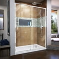 thumbnail image 1 of DreamLine Flex 36 in. D x 60 in. W x 74 3/4 in. H Semi-Frameless Pivot Shower Door in Chrome with Right Drain White Base Kit, 1 of 13