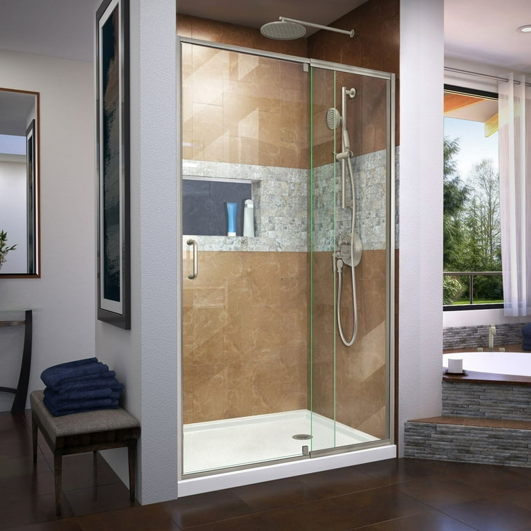 Flex 38-42 in. W x 72 in. H Semi-Frameless Pivot Shower Door in Brushed Nickel Flex 38-42 in. W x 72 in. H Semi-Frameless Pivot Shower Door in Brushed Nickel
