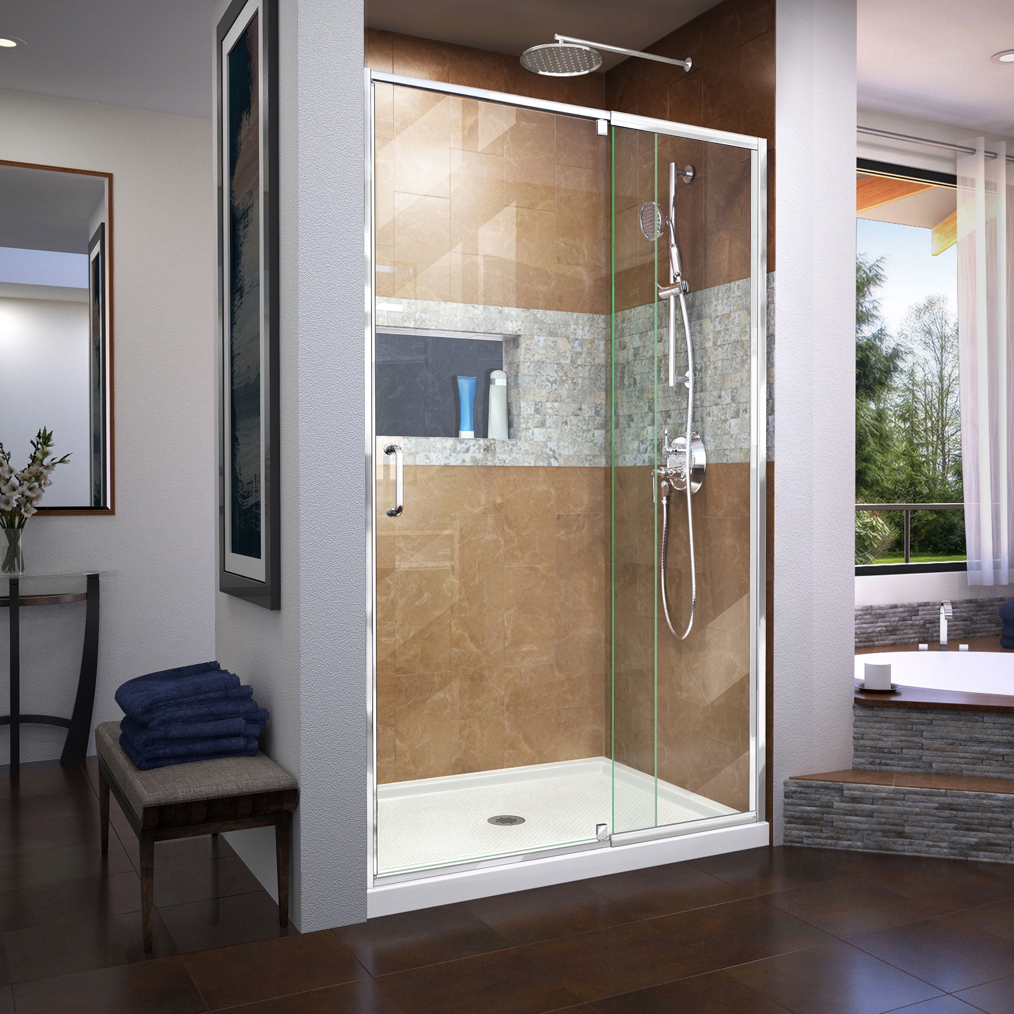 Frameless hinged 2024 shower door