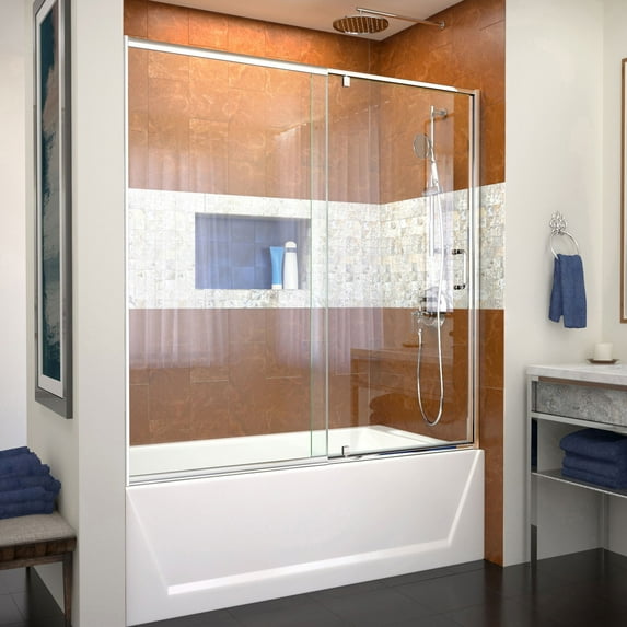DreamLine Flex 56-60 in. W x 58 in. H Semi-Frameless Pivot Tub Door in Chrome