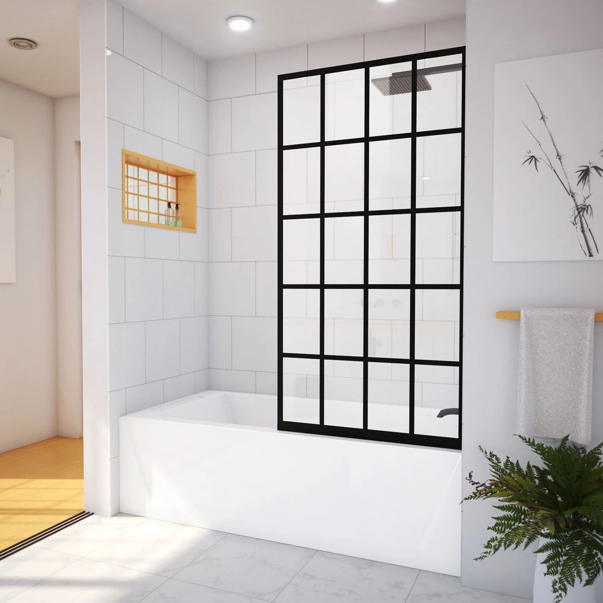 Toulon 30" x 58" Frameless Matte Black Tub Screen