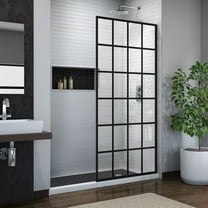 DreamLine French Linea Toulon 34 in. W x 72 in. H Single Panel Frameless Shower Door, Open Entry Design in Satin Black