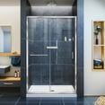 thumbnail image 1 of DreamLine Infinity-Z 36 in. D x 48 in. W x 74 3/4 in. H Clear Sliding Shower Door in Chrome and Center Drain White Base, 1 of 16
