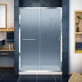 thumbnail image 1 of DreamLine Infinity-Z 36 in. D x 48 in. W x 74 3/4 in. H Frosted Sliding Shower Door in Chrome and Center Drain Biscuit Base, 1 of 16