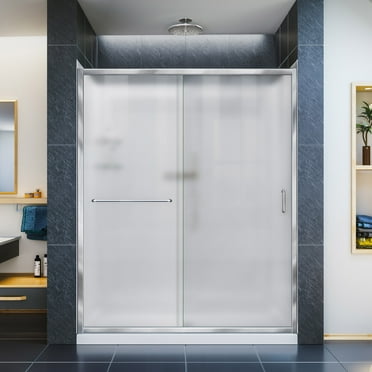 DreamLine Infinity-Z 36 in. D x 60 in. W x 76 3/4 in. H Frosted Sliding Shower Door in Chrome, Center Drain Base and Backwalls