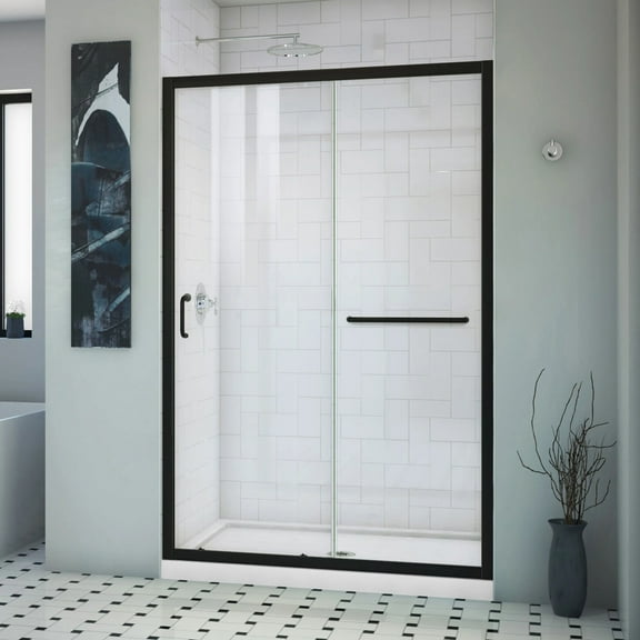DreamLine Infinity-Z 44-48 in. W x 72 in. H Semi-Frameless Sliding Shower Door Clear Glass