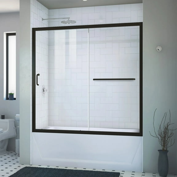 DreamLine Infinity-Z 56-60 in. W x 58 in. H Semi-Frameless Sliding Tub Door Clear Glass