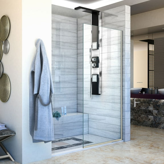 DreamLine Linea Single Panel Frameless Shower Screen 34 in. W x 72 in. H, Open Entry Design in Brushed Nickel