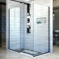 thumbnail image 1 of DreamLine Linea Two Individual Frameless Shower Screens 34 in. and 30 in. W x 72 in. H, Open Entry Design in Satin Black, 1 of 12