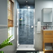 DreamLine Lumen 36 in. D x 36 in. W by 74 3/4 in. H Hinged Shower Door in Chrome with White Acrylic Base Kit