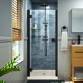 thumbnail image 1 of DreamLine Lumen 36 in. D x 36 in. W by 74 3/4 in. H Hinged Shower Door in Satin Black with Biscuit Acrylic Base Kit, 1 of 9