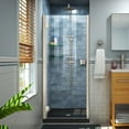 thumbnail image 1 of DreamLine Lumen 42 in. D x 42 in. W by 74 3/4 in. H Hinged Shower Door in Brushed Nickel with Black Acrylic Base Kit, 1 of 9