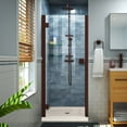 thumbnail image 1 of DreamLine Lumen 42 in. D x 42 in. W by 74 3/4 in. H Hinged Shower Door in Oil Rubbed Bronze with Biscuit Acrylic Base Kit, 1 of 9