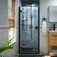 thumbnail image 1 of DreamLine Lumen 42 in. D x 42 in. W by 74 3/4 in. H Hinged Shower Door in Satin Black with Black Acrylic Base Kit, 1 of 9
