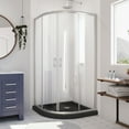 thumbnail image 1 of DreamLine Prime 33 in. x 74 3/4 in. Semi-Frameless Clear Glass Sliding Shower Enclosure in Brushed Nickel with Black Base Kit, 1 of 16