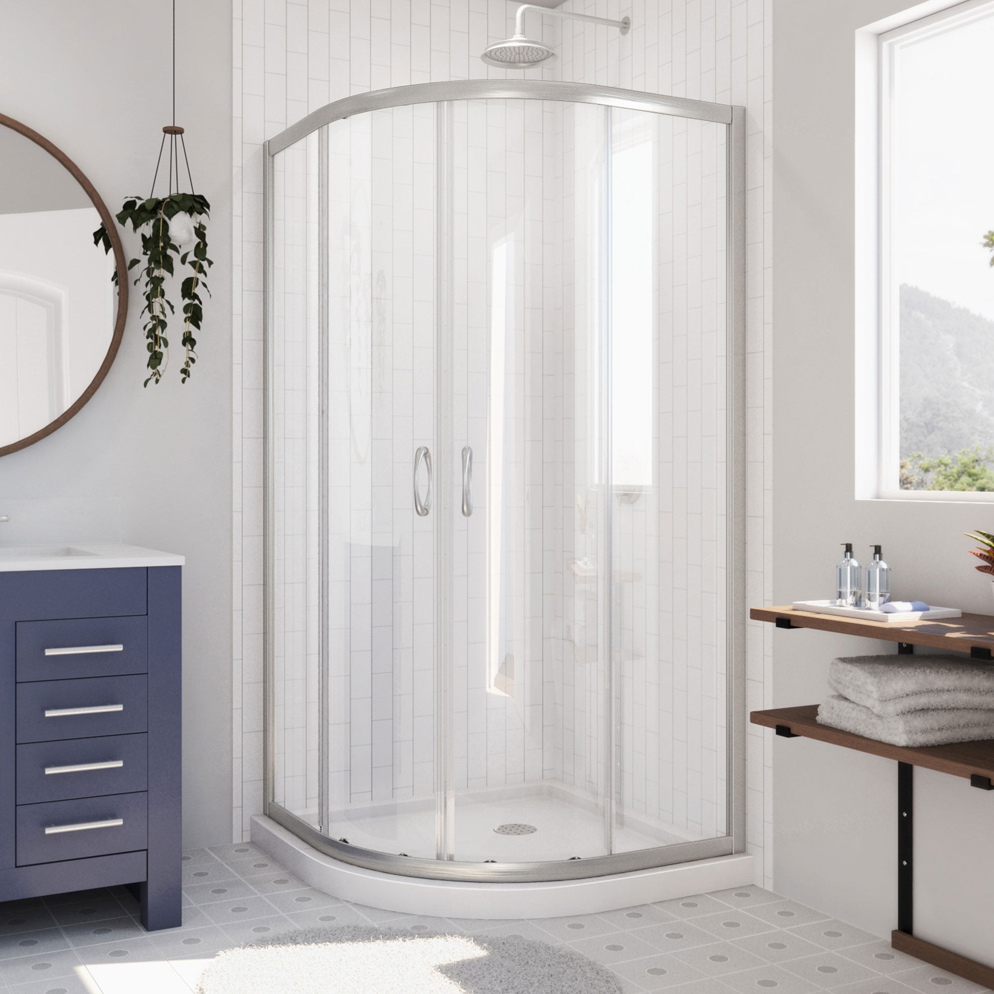 DreamLine Prime 33 in. D x 33 in. W x 74 3/4 in. H Clear Framed