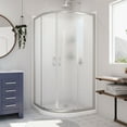 thumbnail image 1 of DreamLine Prime 33 in. x 76 3/4 in. Semi-Frameless Frosted Glass Sliding Shower Enclosure in Brushed Nickel with Base and Backwall, 1 of 18