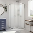 thumbnail image 1 of DreamLine Prime 33 in. x 76 3/4 in. Semi-Frameless Frosted Glass Sliding Shower Enclosure in Chrome with White Base and Backwalls, 1 of 18