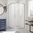 thumbnail image 1 of DreamLine Prime 36 in. x 74 3/4 in. Semi-Frameless Frosted Glass Sliding Shower Enclosure in Brushed Nickel with White Base Kit, 1 of 16