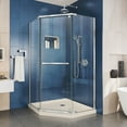thumbnail image 1 of DreamLine Prism 40 in. x 74 3/4 in. Frameless Neo-Angle Pivot Shower Enclosure in Chrome with Biscuit Base Kit, 1 of 19