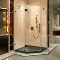 thumbnail image 1 of DreamLine Prism Lux 38 in. x 74 3/4 in. Fully Frameless Neo-Angle Shower Enclosure in Satin Black with Black Base, 1 of 19