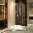 thumbnail image 1 of DreamLine Prism Lux 40 in. x 74 3/4 in. Fully Frameless Neo-Angle Shower Enclosure in Chrome with White Base, 1 of 19