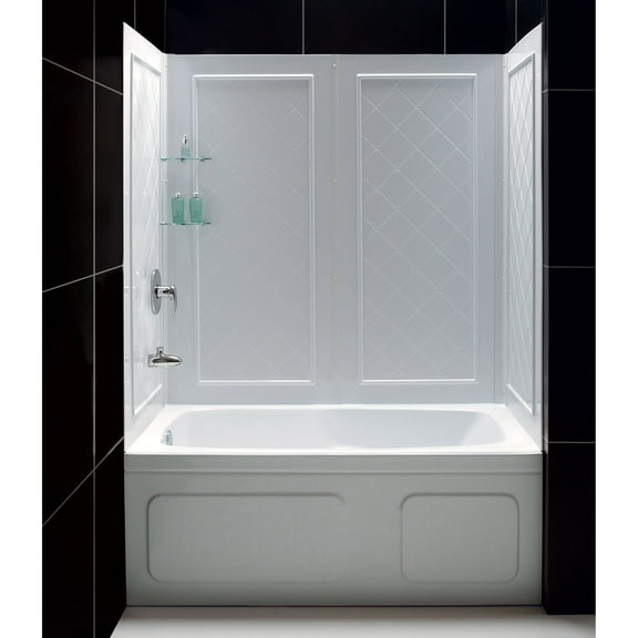 DreamLine QWALL-Tub 56-60 in. W x 28-32 in. D x 60 in. H Acrylic Backwall Kit In White