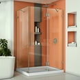 thumbnail image 1 of DreamLine Quatra Lux 34 1/4 in. D x 46 3/8 in. W x 72 in. H Frameless Hinged Shower Enclosure in Brushed Nickel, 1 of 9