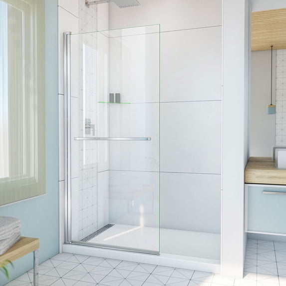 DreamLine SD-373472Q-01 Aqua-Q Swing 33 1/2 in. W x 72 in. H Frameless Shower Door in Chrome