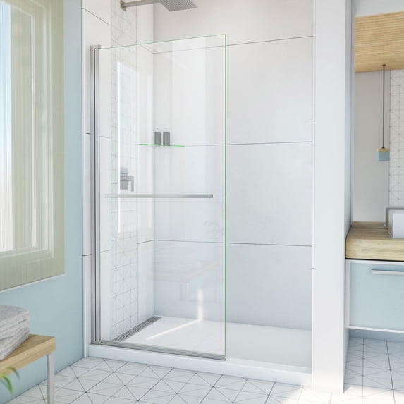 DreamLine SD-373472Q-04 Aqua-Q Swing 33 1/2 in. W x 72 in. H Frameless Shower Door in Brushed Nickel